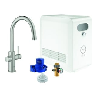 Grohe Mitigeur monotrou Blue Professional C, bec orientable, supersteel