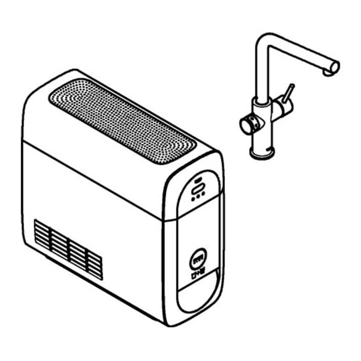 Grohe Mitigeur monotrou évier Blue Home warm suns coudé, kit de démarrage bec en L
