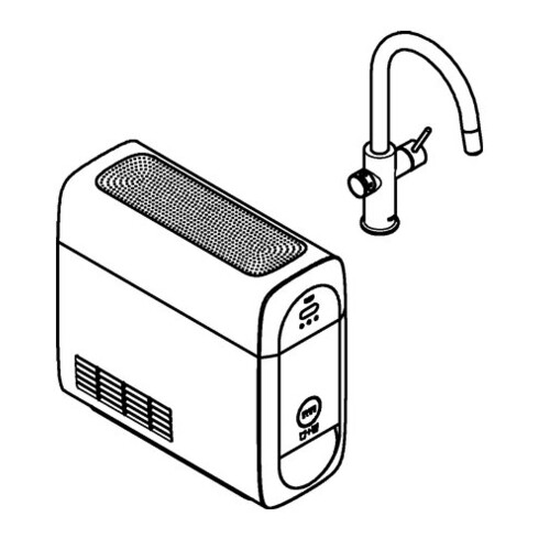 Grohe Mitigeur monotrou pour évier Blue Home acier inox, bec C, démarreur K, bec extractible M