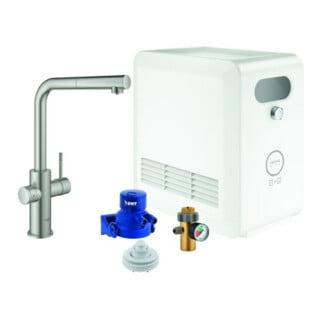 Grohe Mitigeur monotrou pour évier Blue Professional bec en L, supersteel
