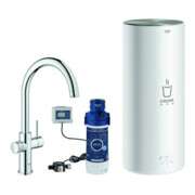 Grohe Mitigeur monotrou pour évier Red Duo chrome, taille L, avec chauffe-eau
