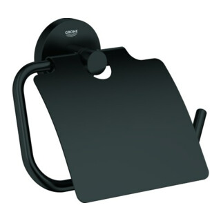 Grohe Porte-papier toilette Essentials avec couvercle, fixation dissimulée, noir mat