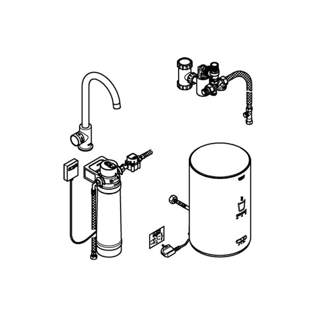 Grohe Robinet d'arrêt sur évier Red Mono hd graphite brossé, taille M, avec chauffe-eau