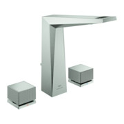 Grohe Robinet de lavabo 3 trous Allure Brilliant P. Coll. 1/2", L, poignées moletées, supersteel