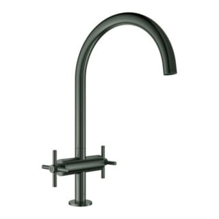 Grohe Robinet évier 2 poignées Atrio 1/2", bec C, graphite dur brossé