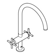 Grohe Robinet évier 2 poignées Atrio 1/2", bec C, graphite dur brossé-3