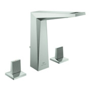 Grohe Robinet lavabo 3 trous Allure Brilliant P. Coll. 1/2", L, poignée rainurée, supersteel