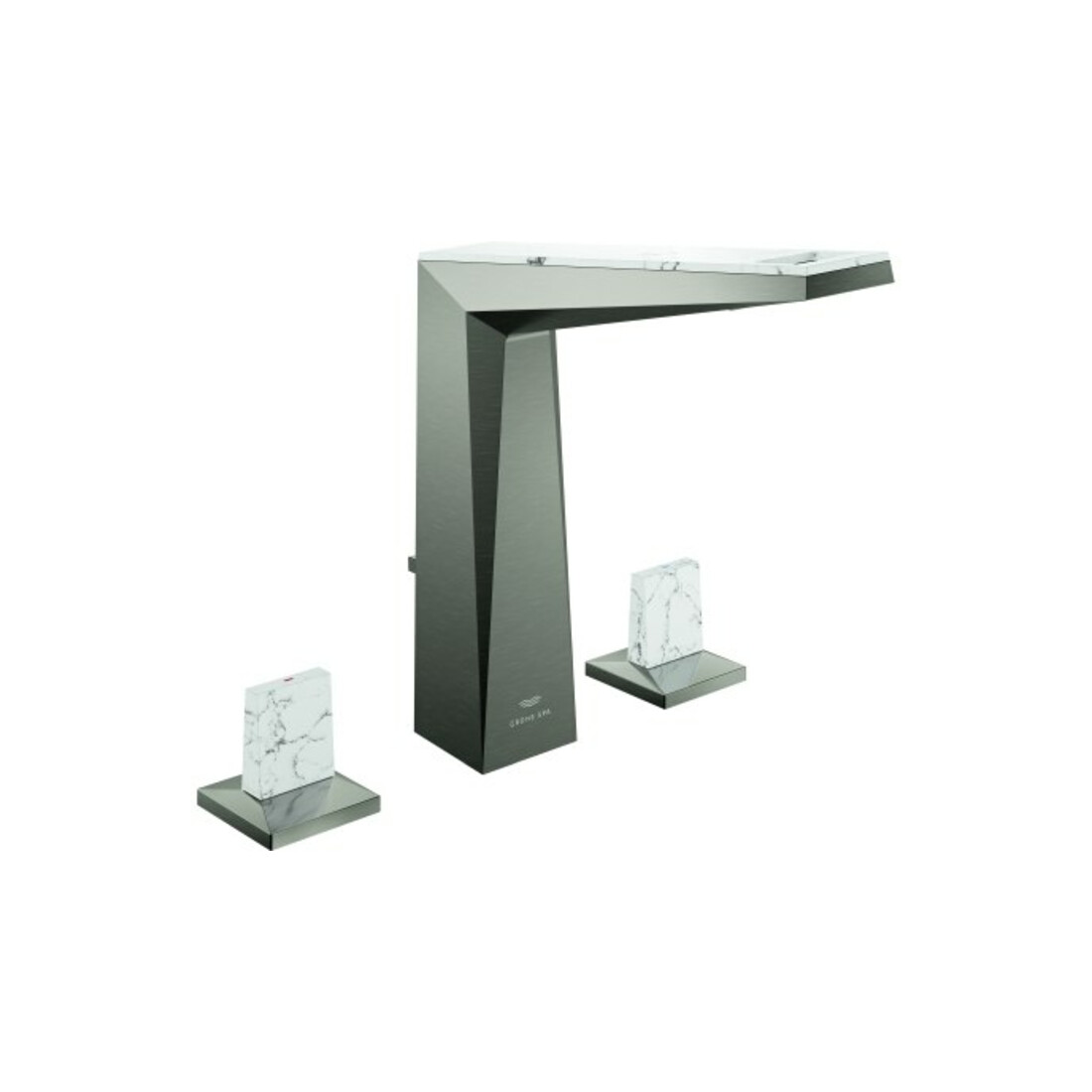 Grohe Robinet lavabo 3 trous Allure Brilliant P. Coll. 1/2", L, poignées trapèze, h gr courb.