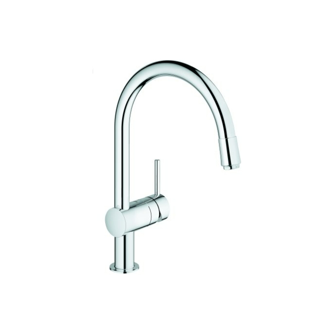 Grohe Robinet mitigeur évier Minta 1/2", bec C, mousseur extractible, chrome