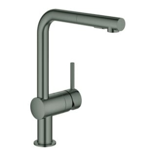 Grohe Robinet mitigeur évier Minta 1/2", bec L, avec douchette double, gris mat