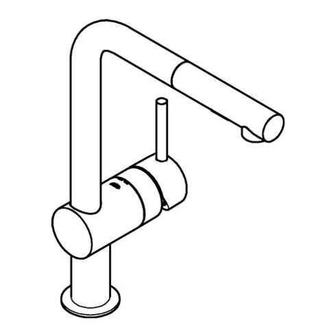 Grohe Robinet mitigeur évier Minta hd graph., douchette extractible double, bec L