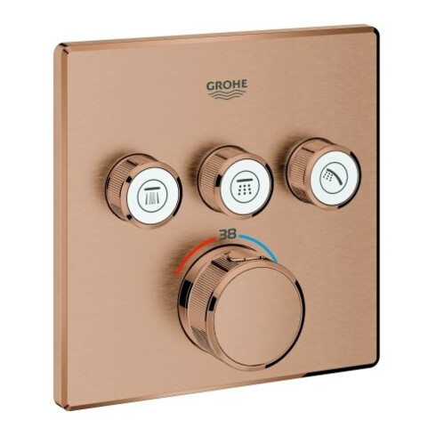 Grohe Set complet Grohtherm Smartcontrol avec commande solaire, angle, encastré, UP-THM, 3 vannes d'arrêt
