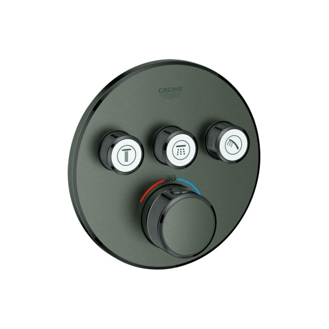 Grohe Set complet Grohtherm Smartcontrol h graph. mat, rond, UP-THM, 3 vannes d'arrêt