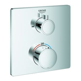 Grohe Set de montage complet Grohtherm chr, mitigeur thermostatique encastré baignoire avec inverseur 2 voies