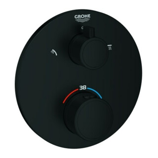 Grohe Set de montage complet Grohtherm mitigeur thermostatique encastré, 2 voies, rond, bleu mat
