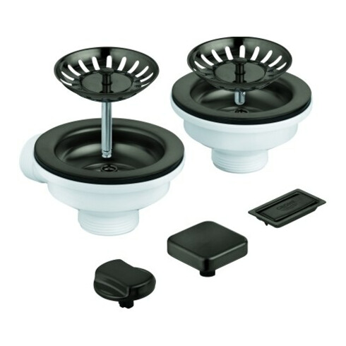 Grohe Spülen-Ablaufgrt. 40998 2 Becken mit Exzenter hard graphite gebürstet