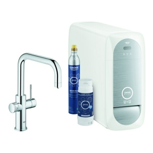 Grohe Spültisch-Einhebelmischer Blue Home Chrom, U-Auslauf-Starter Kit