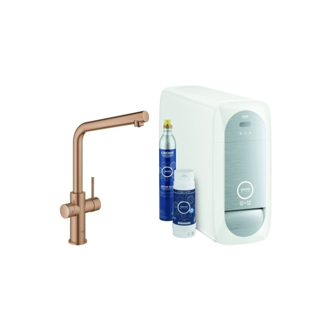 Grohe Spültisch-Einhebelmischer Blue Home warm suns geb., L-Auslauf-Starter Kit