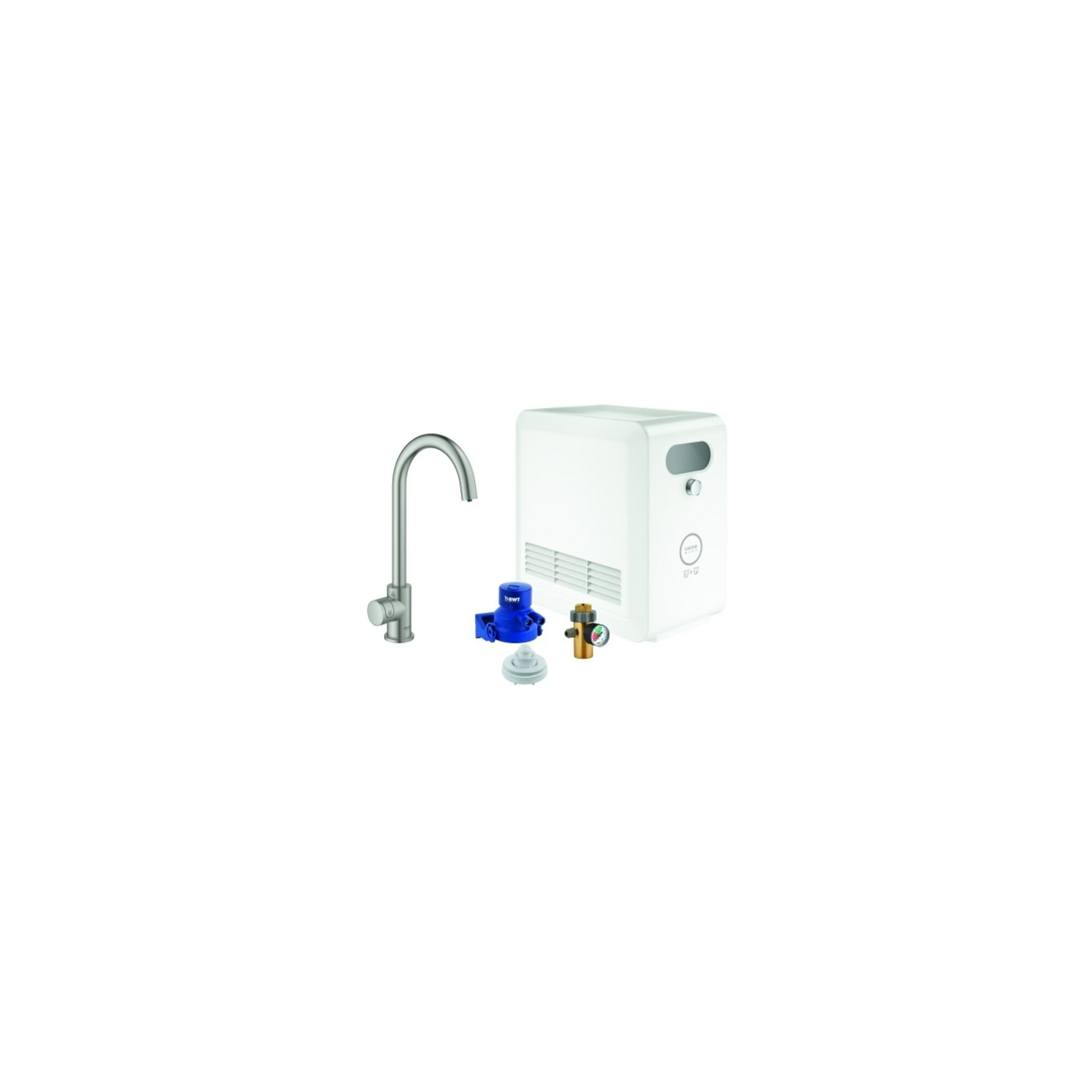 Grohe Spültisch-Einhebelmischer Blue Professional Mono C-Auslauf Set, supersteel