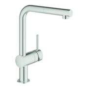 Grohe Spültisch-Einhebelmischer Minta 1/2", L-Ausl., herausz. Mouss., superst.