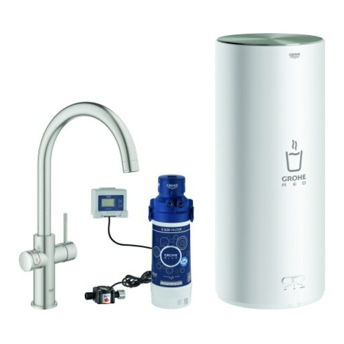 Grohe Spültisch-Einhebelmischer Red Duo supersteel, L-Size, mit Boiler