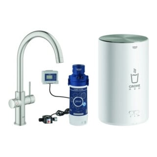 Grohe Spültisch-Einhebelmischer Red Duo supersteel, M-Size, mit Boiler