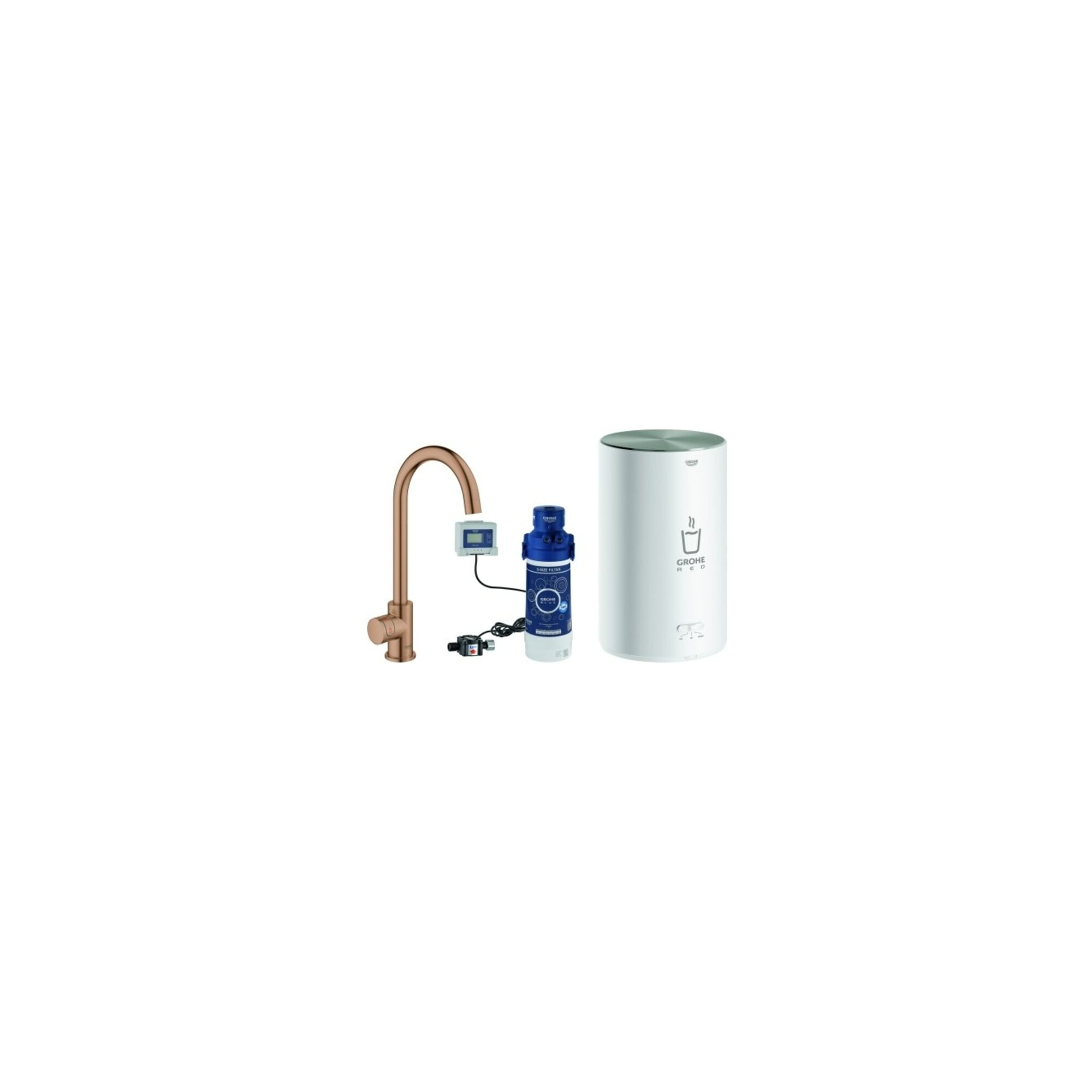 Grohe Spültisch-Standventil Red Mono C-Ausl, m Boiler Gr M, w. suns gebürstet