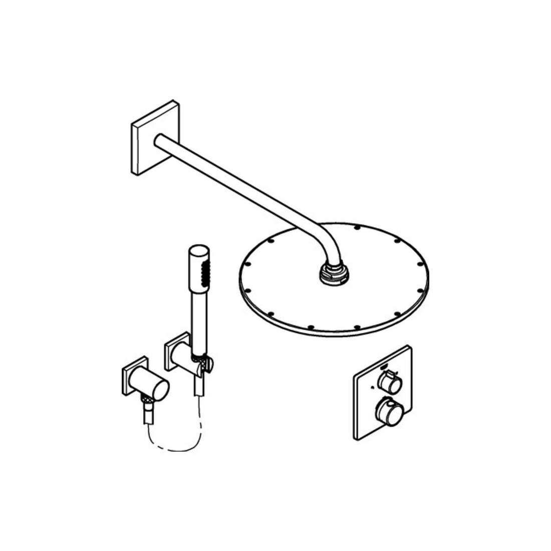 Grohe Système de douche encastré Grohtherm chr, thermostat UP, bras de douche 42,2 cm