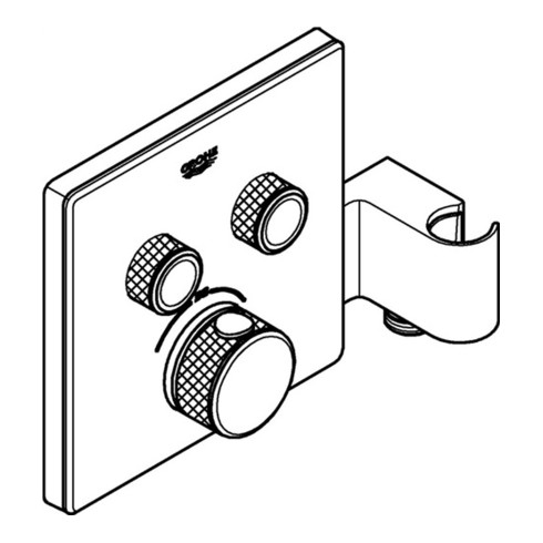 Grohe Thermostat GROHTHERM SMARTCONTROL eckig, 2 Absperrventile, Brausehalter chrom