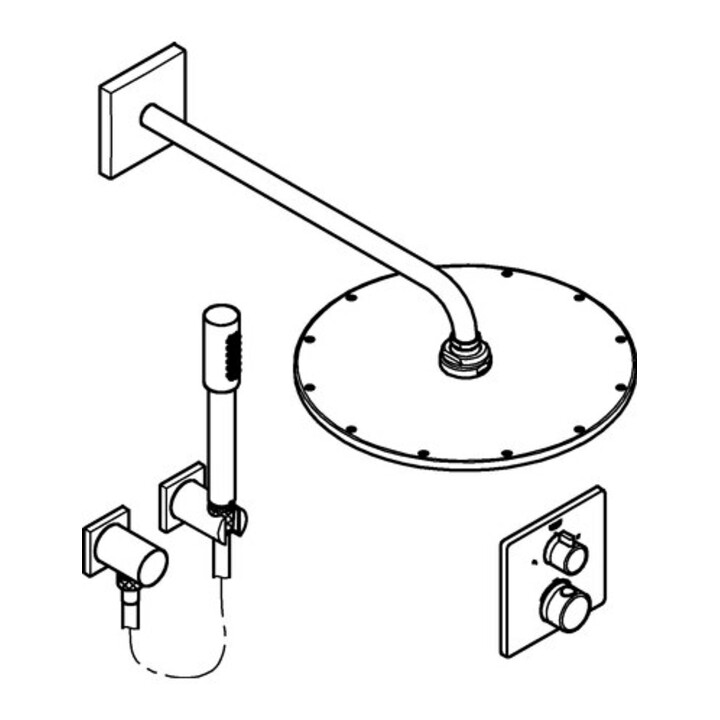 Grohe Unterputz-Duschsystem Grohtherm chr, m UP-Thermostat, Brausearm 42,2cm