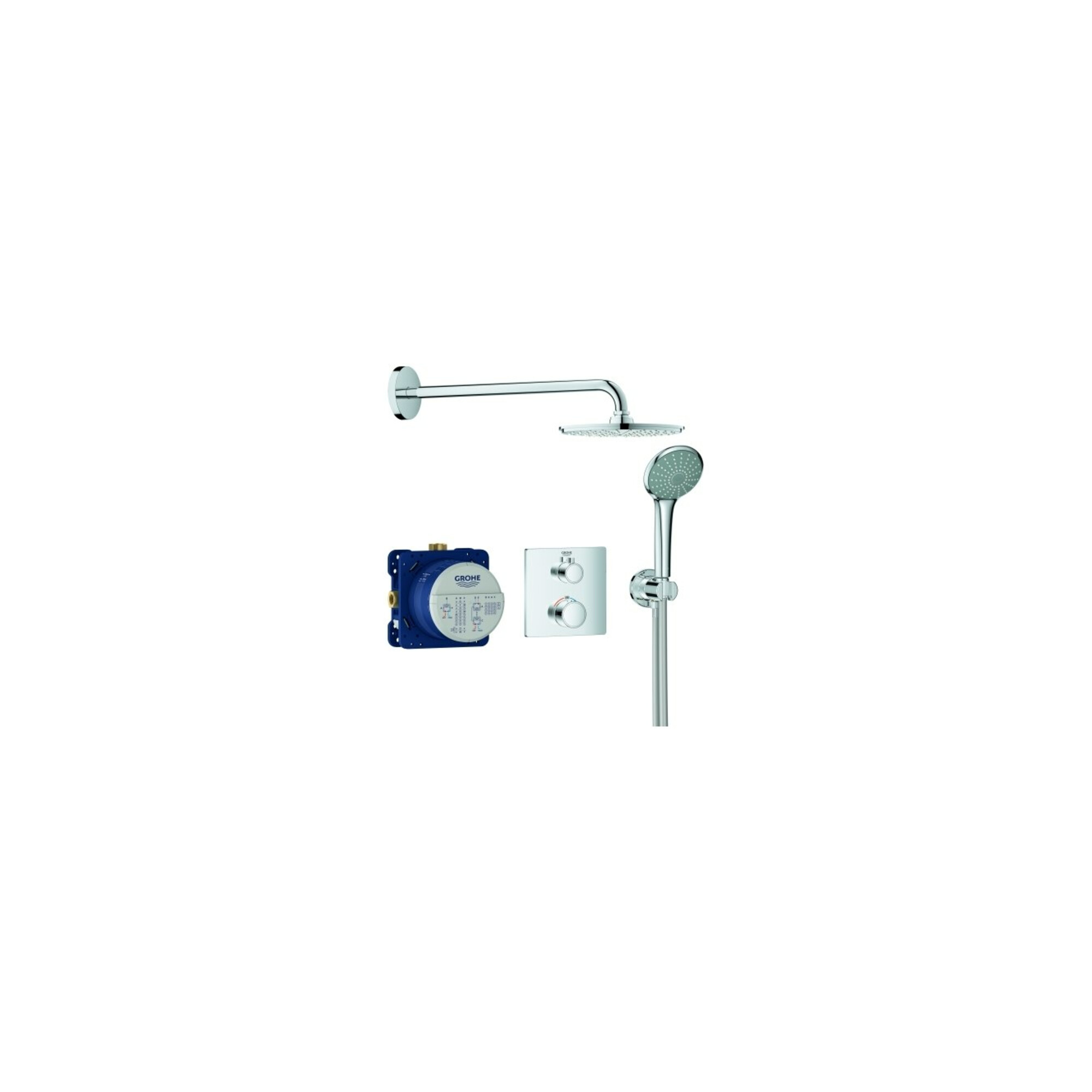 Grohe Unterputz-Duschsystem Grohtherm chr, m UP-Thermostat, Brausearm 42,2cm