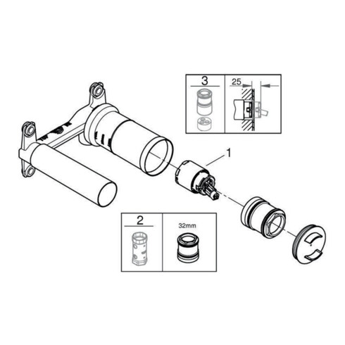 Grohe Unterputz-Universal-Einbaukörper 1/2", für 2-Loch Waschtischbatterien mit runder Hülse