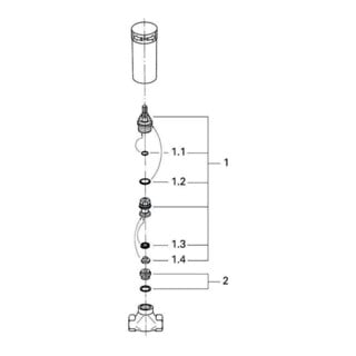 Grohe UP-Ventil-Unterteil vormontiertes Oberteil 1/2", mit Gewindeanschluss