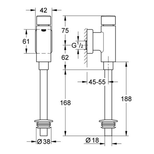 Grohe Urinal-Druckspüler DN 15, ohne Vorabsperrung chrom