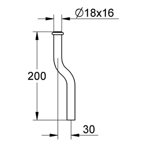 Grohe Urinal-Spülrohr Ø 18 mm, 200 mm, Messing Kröpfung 30 mm chrom