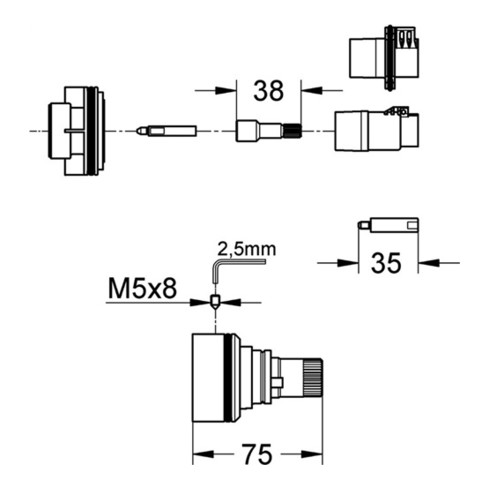 Grohe Verlängerungs-Set 27,5 mm, für Rapido T 35500