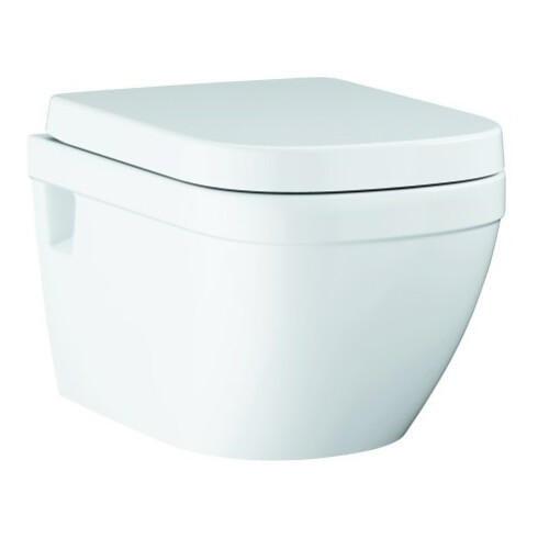 Grohe Wand-WC, Tiefspüler Euro Keramik alp-we, randlos, Abg. waag., mit Deckel