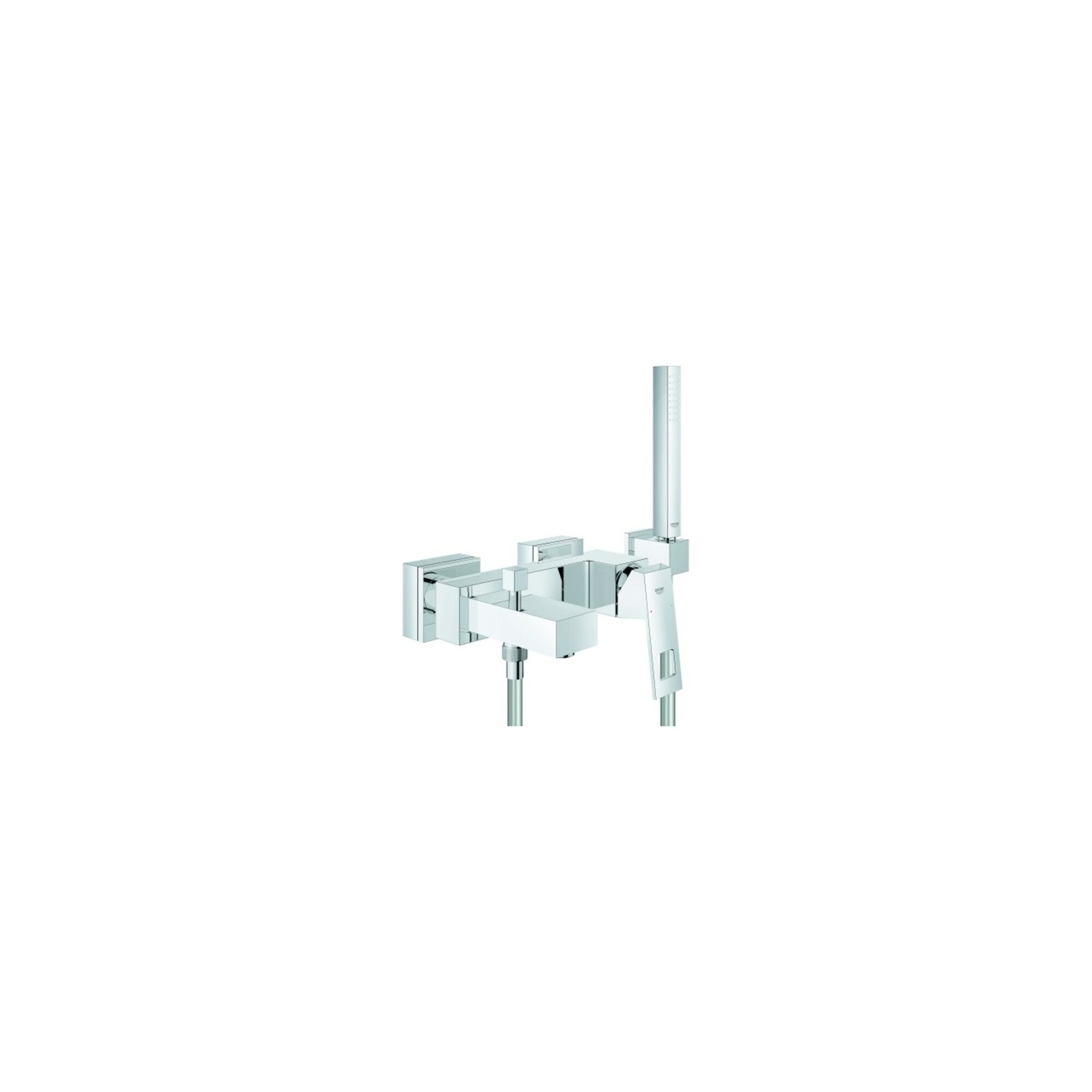 Grohe Wannen-Einhebelmischer Eurocube chrom, mit Brausegarnitur, Wandmontage