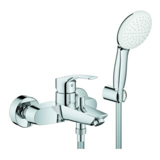Grohe Wannen-Einhebelmischer Eurosmart 1/2", m Brausegarnitur, Wandmontage, chrom