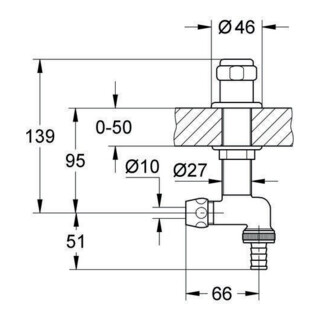 Grohe WAS Untertischventil DN 15 verstellbar bis 50 mm chrom