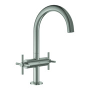 Grohe Waschtisch-Zweigriff-Armatur Atrio 1/2", L, mit Kreuzgriffen, supersteel