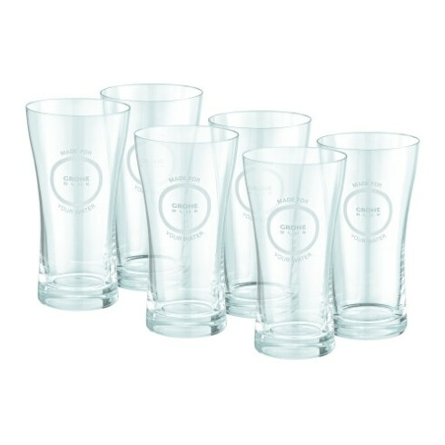 Grohe Wasserglas Blue 0,25 l, 6 Stck, m Blue Dek., Kr.-Glas