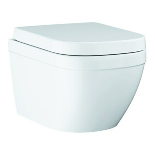 Grohe WC suspendu, cuvette profonde Euro céramique blanc alpin, sans rebord, évac. horizontale, avec abattant