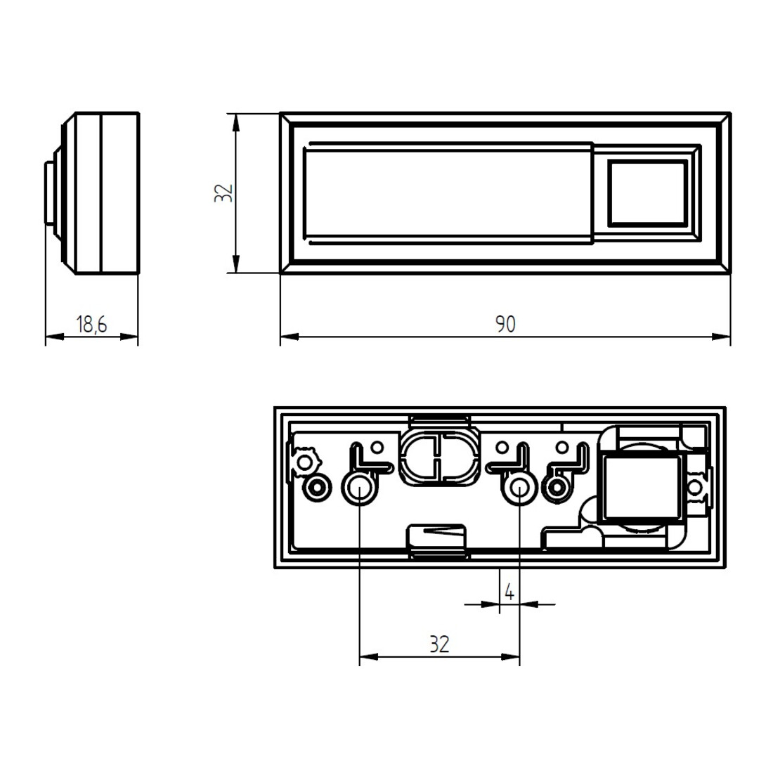 Grothe Bouton d'appel AP simple 32x90x18mm, blanc, éclairé ETA 2132A