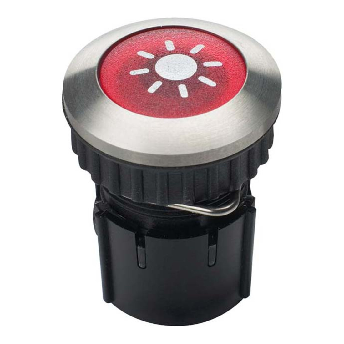 Grothe Bouton de sonnette rond 14,6 mm rouge, manchon V2A PROTACT 105 LED