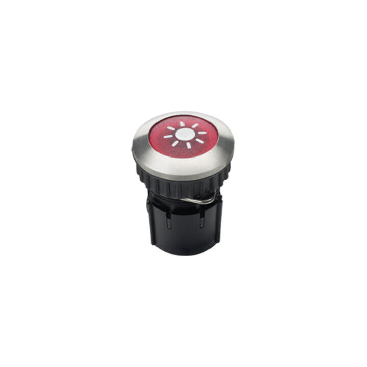 Grothe Bouton de sonnette rond 14,6 mm rouge, manchon V2A PROTACT 105 LED