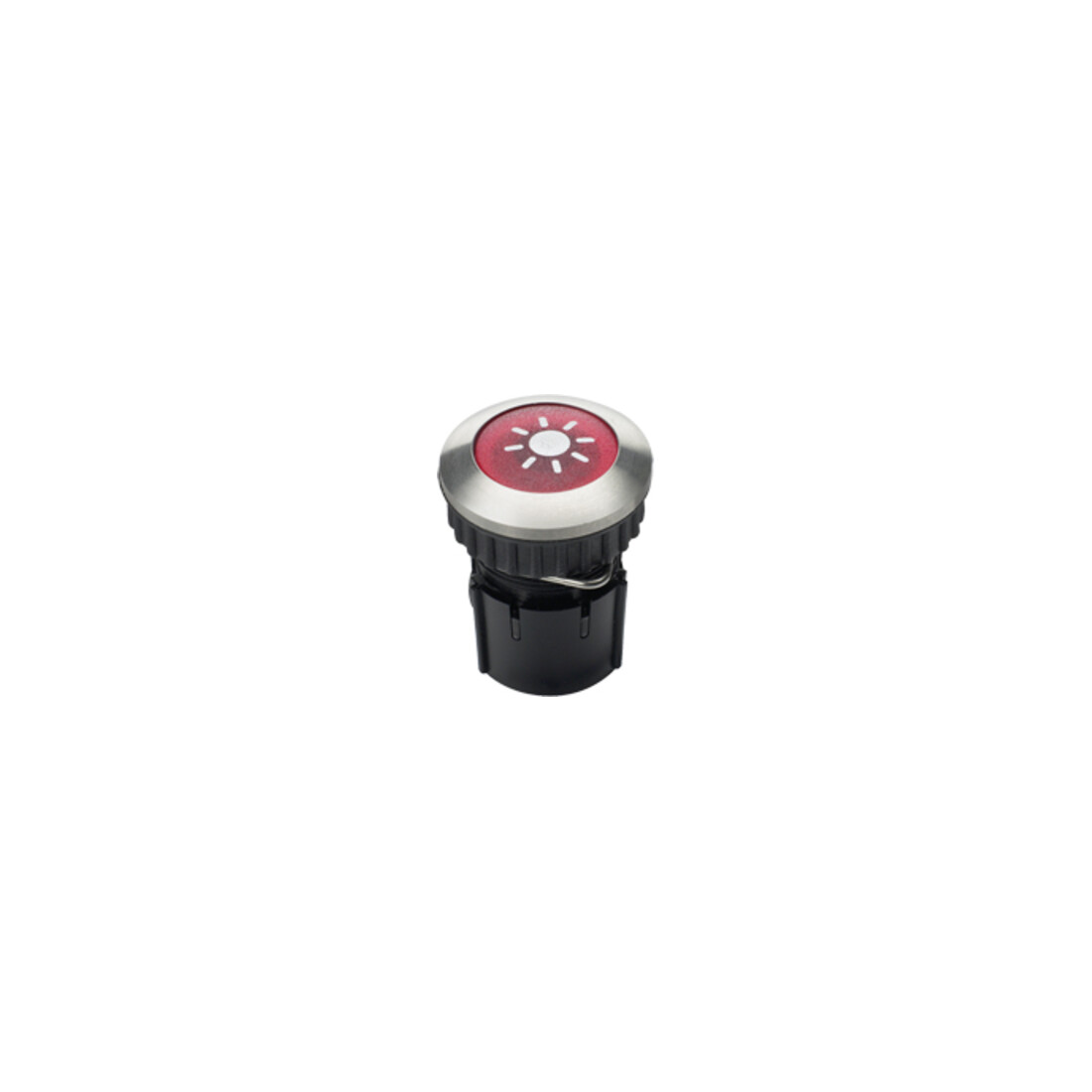 Grothe Bouton de sonnette rond 14,6 mm rouge, manchon V2A PROTACT 105 LED