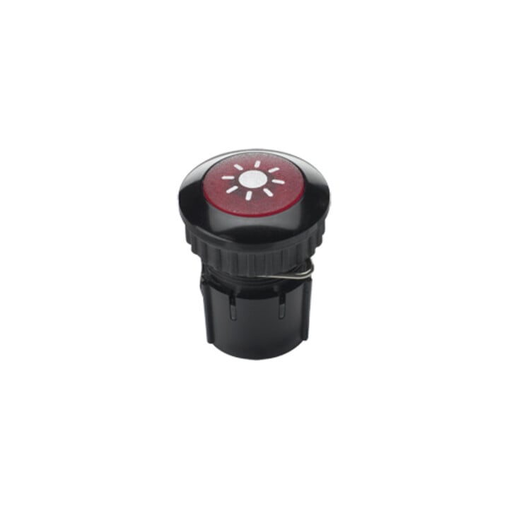 Grothe Klingeltaster rund 14,6mm Kn.rot, Hülse alu/sw PROTACT 100 LED