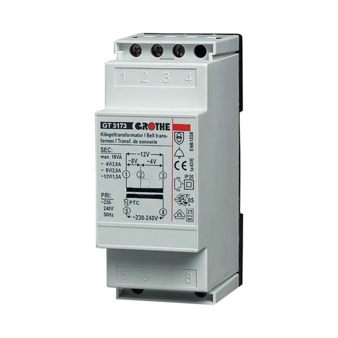Grothe Transformateur 4/8/12VAC, 2/2/1,5A GTN 3173