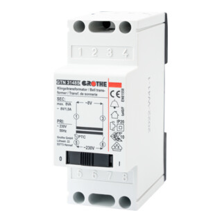 Grothe Transformateur de sonnette GTN 3148 S 8VAC 1A avec interrupteur secteur